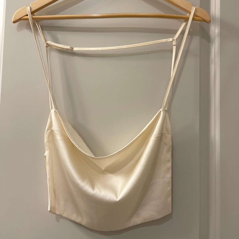 Satin open back top